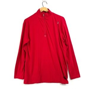 SCOTTeVEST SeV SJ Qzip 1/4 Zip Red Bamboo Long Sleeve Pullover Top Mens Large L